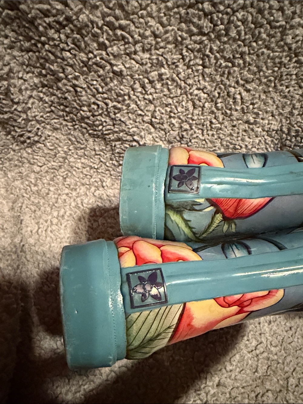 Anuschka Blue Floral & Butterfly Tall Women's Rain Boots 10 women - Picture 4 of 6